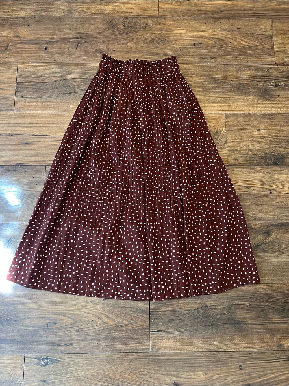 Women’s Brown and White Polka Dot Pleated Skirt Size XS